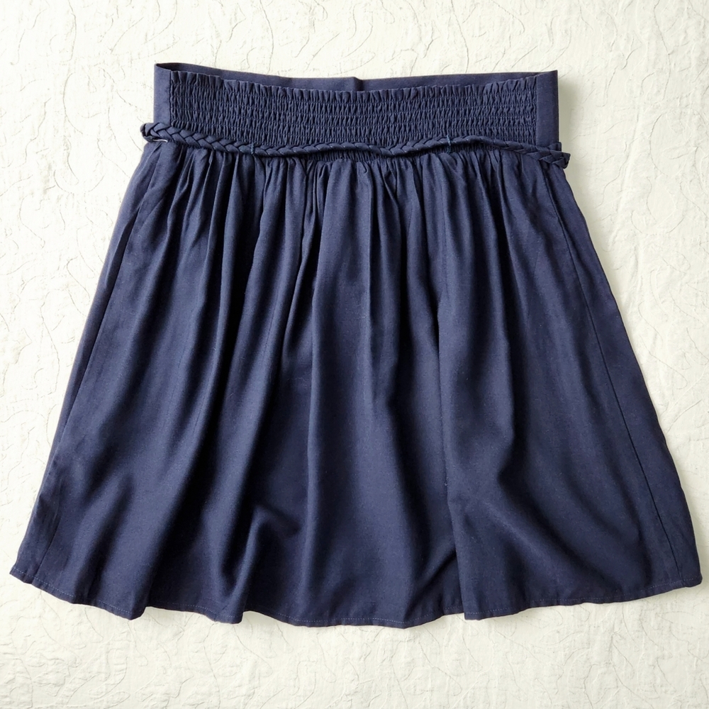 Tommy Hilfiger Navy Blue Pull-On Skirt With Braided Tie Belt, Size Small - Picture 8 of 16